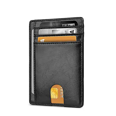 Mens RFID Blocking Leather Slim Wallet Credit Card Holder Lightweight & Minimal • $9.87