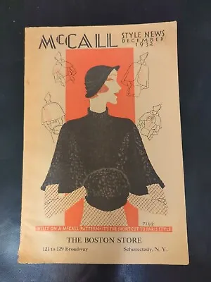 Vtg McCall 1932 Dec. 7162 Style News Fashion Magazine Catalog Pattern Singer Ads • $34