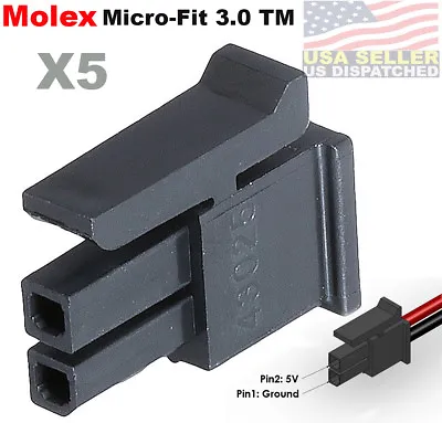  Molex (Pack Of 5) Female Housing Receptacle Plug 2 Position Micro-Fit 3.0 ™ • $6.35