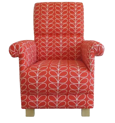 Orla Kiely Red Armchair Linear Stem Fabric Tomato Adult Chair Accent Bedroom  • £249.95