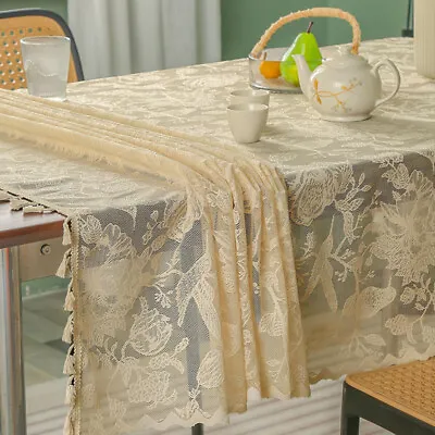 Lace Tablecloth Table Cover Flower With Tassel For Dining Table Party Decoration • $10.83