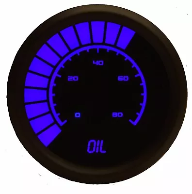 2 1/16  Universal Analog Oil Pressure Gauge Blue LEDs Black Bezel 52mm USA Made • $58.36