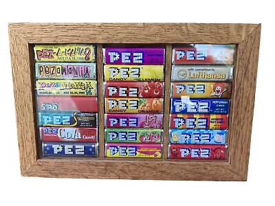 Vintage Oak Framed PEZ Candy Pack Collection Lot Of 21 • $21.99