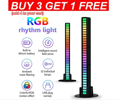 £7.99 • Buy 32LED RGB Atmosphere Light Bar Control Music Sync Rhythm Strip Lamp Night Lights