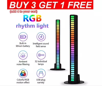 £7.99 • Buy 32LED RGB Atmosphere Light Bar Control Music Sync Rhythm Strip Lamp Night Lights