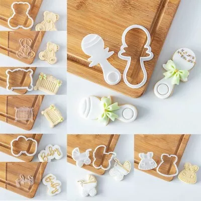 Plastic Cookie Cutters Cake Stamper Cake Decorating Fondant Mold Embossing Tools • £4.91