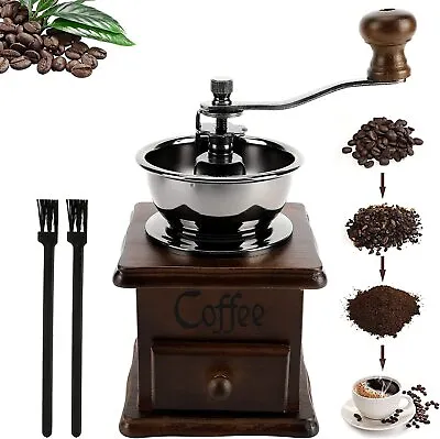 £9.99 • Buy Retro Manual Coffee Grinder Wood Hand Coffee Mill Coffee Bean Grinder Xmas Gift