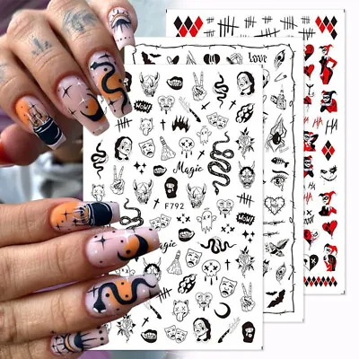 Nail Art 3D Decals Stickers Christmas Halloween Skull DIY Decoration Manicure • $1.09