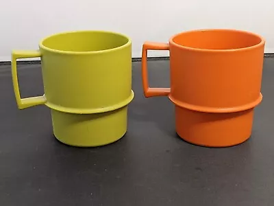 Vintage Tupperware Lot Of 2 Coffee Mugs / Cups Harvest Colors  Stackable #1312 • $8.99