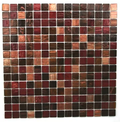 Glass Mosaic Tiles  Mahogany Walnut Red Peach Coloured With Real Gold Veins • £4.95