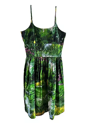 $80 • Buy Bernie Dexter Cotton Green Vintage Retro Sleeveless Strap Dress US S AU 8