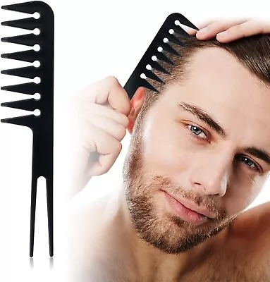 Men 2-in-1 Wide Tooth Comb Texturising Oil Head Hair Styling Smooth Portable • £3.45