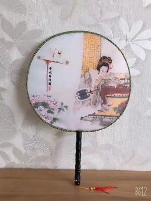 £6.99 • Buy New Chinese Japanese Oriental Beauty Printed Cloth Wooden Hand Fan