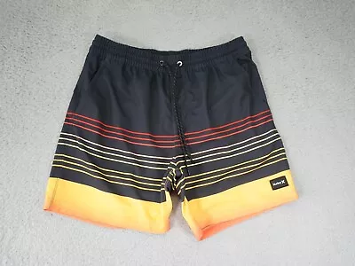 Phantom Board Shorts Mens Medium Black Drawstring Elastic Waist Striped • $18.88