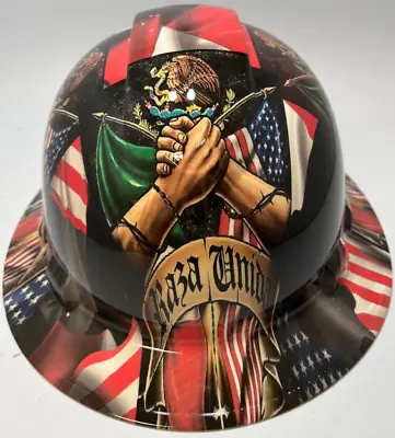 New Full Brim Hard Hat Custom Hydro Dipped MEXICAN AMERICAN UNITED RAZA UNIDA • $55.24