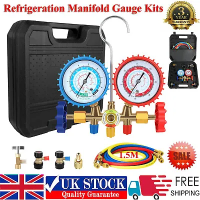 Air Conditioning AC Diagnostic A/C Manifold Gauge Tool Kit R22 Refrigeration Set • £28.99