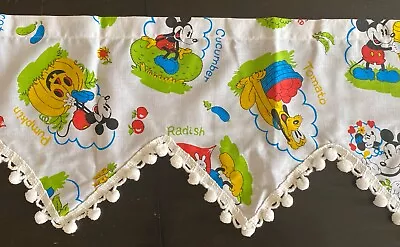 Vtg Disney Mickey Mouse Window Valance Curtain Vintage 88x12  Fringe Wamsutta • $34.99