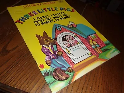 Three Little Pigs Color By Number Coloring Book  Vintage Nice As Can Be • $7.50