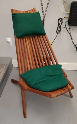 Vtg Mid Century Modern Danish Teak Slat Wood Folding Chair Hans Wegner Style  • $499.75