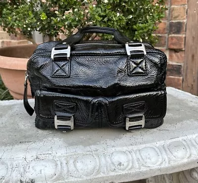 Michael Kors Black Patent Leather Ranger Satchel Shoulder Purse Medium • $28