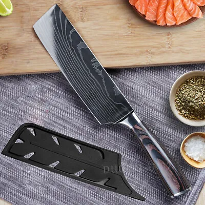Nakiri Knife Kitchen Chef's Knife Japanese Damascus Stainless Steel Meat Cleaver • $15.99