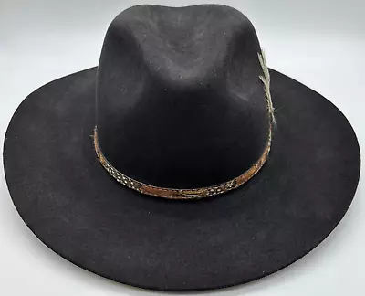 Vintage Master Leather Works Mens 5X Fur Felt Cowboy Hat 7 3/8 Faded Black • $76.49