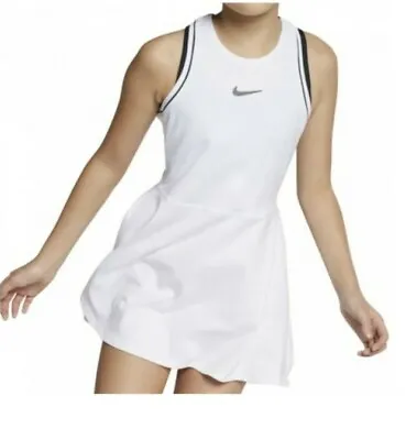 £39.99 • Buy Nike Court Dry Tennis Dress Girls Size L (146-156cm) (ar2502 100) White / Black