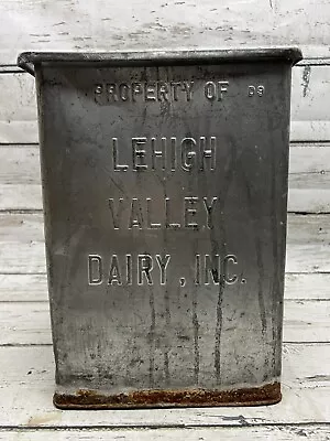 VTG Lehigh Valley Dairy Allentown PA Embossed Galvanized Milk Bottle Porch Box • $60