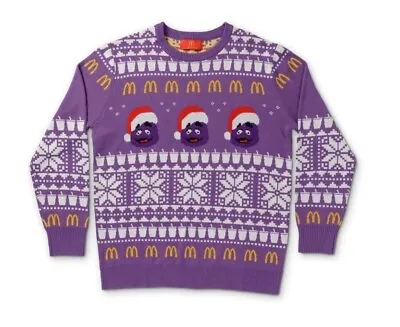 Purple Grimace Holiday Knit Sweater By McDonalds Golden Arches 🍟  - Size S • $109.99