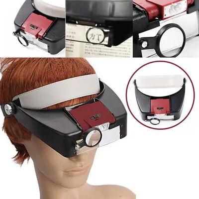 Headband Magnifie Led Head Magnifying Glasses Headset With Light Hands Free BU • £12.49