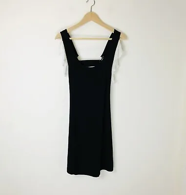 $14.95 • Buy Finders Keepers Womens Black Mini Sleeveless Dress With White Ruffle Size 10