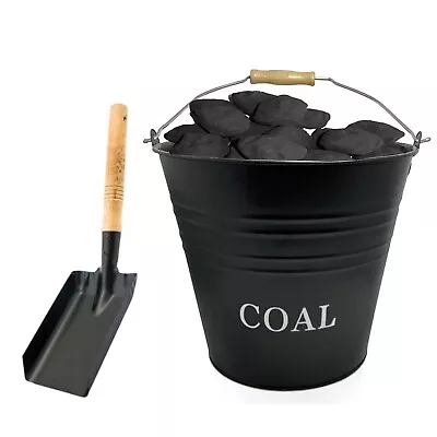 Coal Bucket And Shovel Set Waterloo Charcoal Ash Log Scuttle Hod Fireside Steel • £12.95