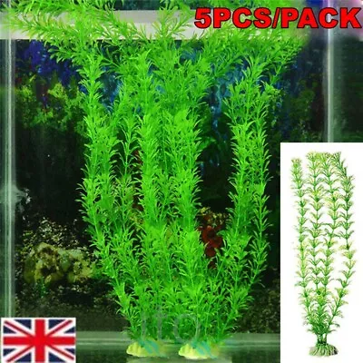 5X Artificial Fake Plastic Water Grass Plants For Fish Tank Aquarium Decoration • £5.97