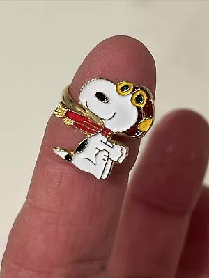 New Vintage Peanuts Snoopy Flying Ace Aviva Adjustable Ring Jewelry • $15