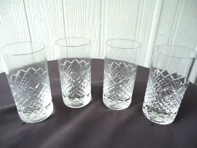 4 Royal Doulton Highball Diamond Crystal Spirit Whisky Water Glasses Heavy Base • $119.99