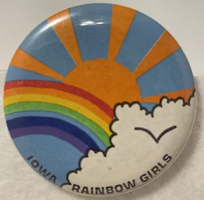 Vtg 1976 Iowa Rainbow Girls Masonic Mason Pinback Button Badge • $17.99