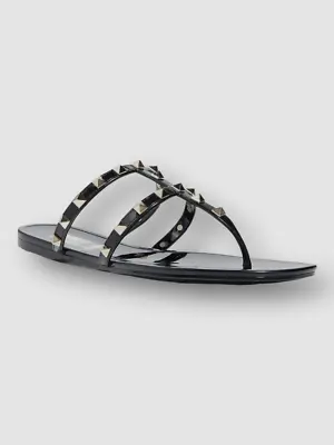 $451 Valentino Garavani Women Black Jelly Flat Thong Slip-on Sandal EU 40/US 10 • £121.80