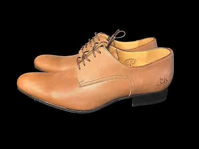 John Fluevog Men’s Tan Brown Soft Leather Future Tipton Laced Oxfords Size 10M • $89.95