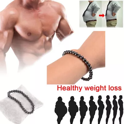 Weight Loss Nature Stone Magnetic Therapy Health Hematite Bracelet Men Women • $1.84