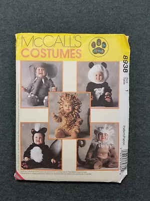 McCall's Pattern #8938 ~ Panda Lion Monkey Skunk Ele Costume ~ Toddler 1 ~ FF/UC • $10