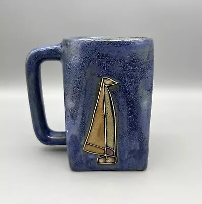 Mara Mexico Stoneware Pottery Sailboat Coffee Mug Handmade Hand Painted Signed • $24.99