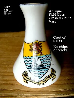 Antique W.H GOSS Crested China Waisted Vase With Crest The Of RHYL • £1.99