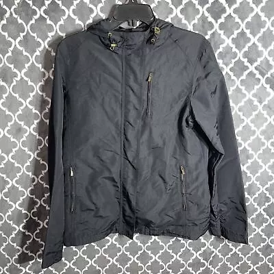 Eddie Bauer Nylon Rain Jacket Women’s Size Small Black Hooded • $19.99