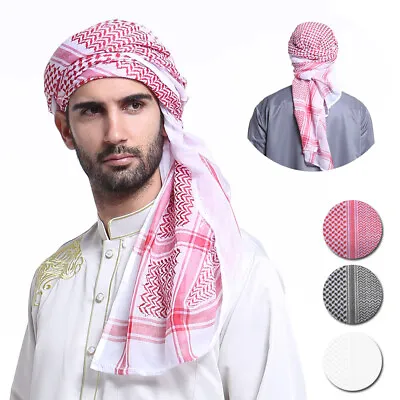 Mens Muslim Islamic Hijab Cap Turban Hats Arab Headscarf Scarf Headwea Agal Arab • £8.33