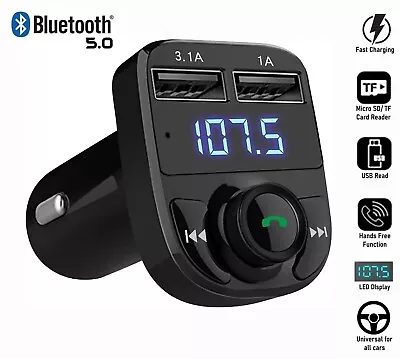 Car Wireless Bluetooth FM Transmitter MP3 Player USB Car Charger Adapter UK • £6.79