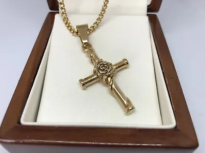 9ct Gold Filled Crucifix Cross  Pendant Necklace 24  Long FREE GIFT BOX • £21.99