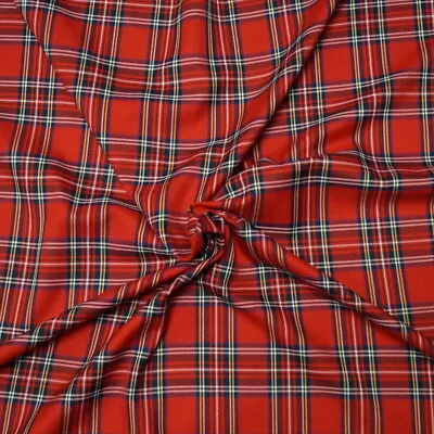 £3.25 • Buy Polyviscose Tartan Fabric Fashion Royal Stewart Medium Scottish Plaid Check