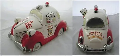 Cavanagh American Firefighter Fire Rescue Car Cookie Treat Jar Dalmatian NIB • $49.95