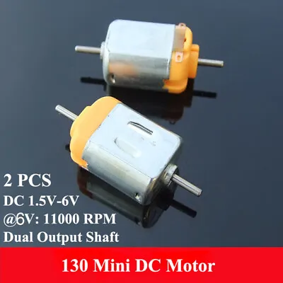 2Pcs Micro 130 DC Motor DC 1.5V 3V 6V 11000RPM Dual Shaft For Car Toy Model DIY • $2.85