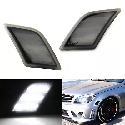 Euro Smoked Lens White LED Side Marker Lights For 08-11 Mercedes W204 C250 C300 • $41.39